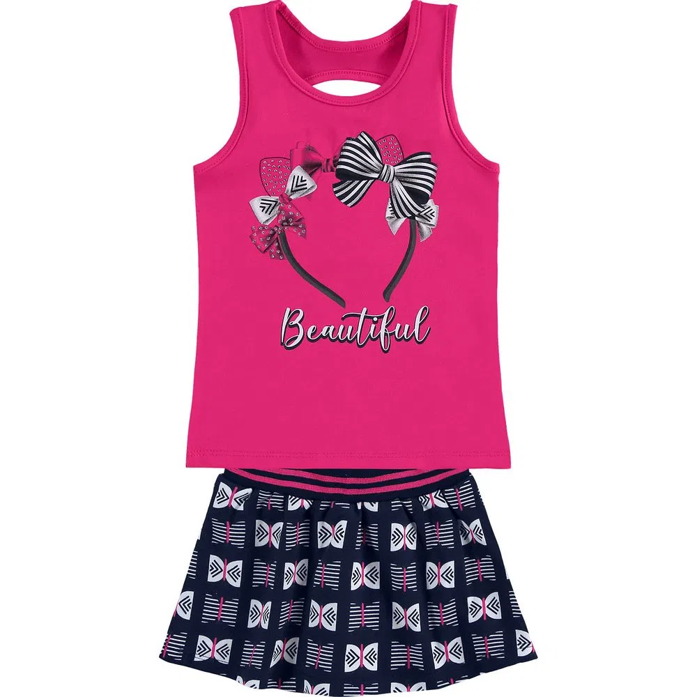 Conjunto Infantil Barbie Girl Menina Saia Menina Roupa Verão